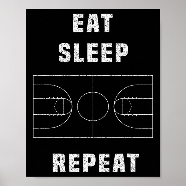Póster repitiendo el básquetbol de dormir (Frente)