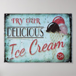 Póster Réplica de antigüedades del Rótulo helado