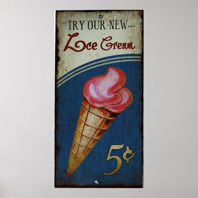 Póster Réplica de antigüedades del Rótulo helado (Frente)