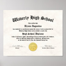 Réplica de diploma de secundaria de honor
