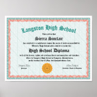 Réplica de diploma de secundaria de honor