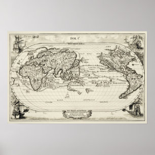 Póster Réplica decorativa del Mapa Mundial de Antigüedade