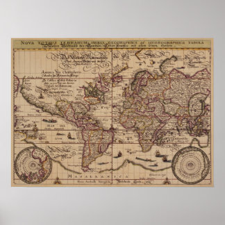 Póster "Réplica del Mapa del Mundo Antiguo del Siglo XVI