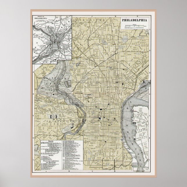 Póster Réplica del Philadelphia Map 1895 (Frente)
