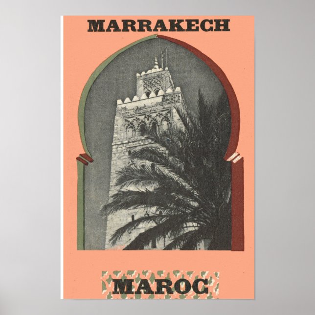 Póster Replica imagen vintage, Marrakesh, Maroc (Frente)