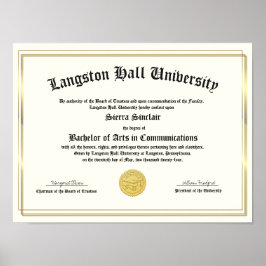 Póster Repllica de Diploma de Universidad o Colegio con H