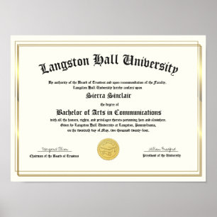 Póster Repllica de Diploma de Universidad o Colegio con H