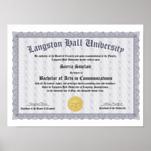 Póster Repllica de Diploma de Universidad o Colegio de Ho