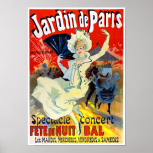 Póster Reponen afiche vintage de Jardin de Paris France