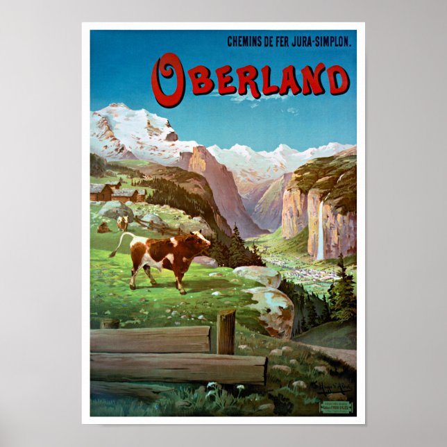 Póster Reponen afiche vintage de Oberland Suiza (Frente)
