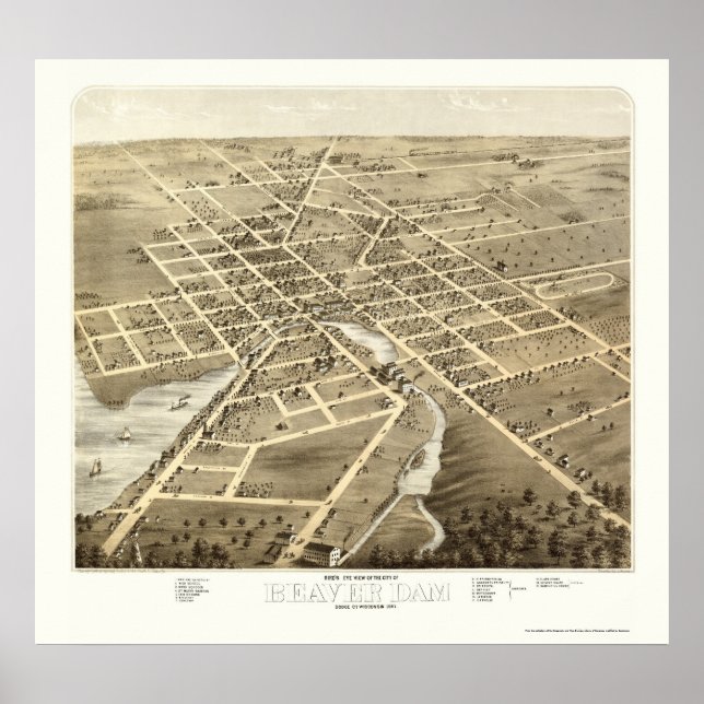 Póster Represa Beaver, Mapa Panorámico de la Primera Guer (Frente)