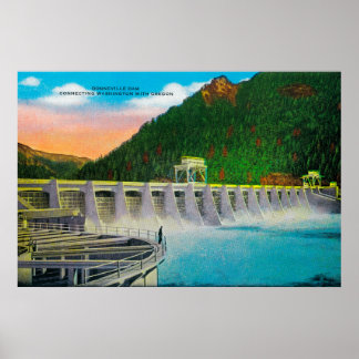 Póster Represa de Bonneville en el río Columbia