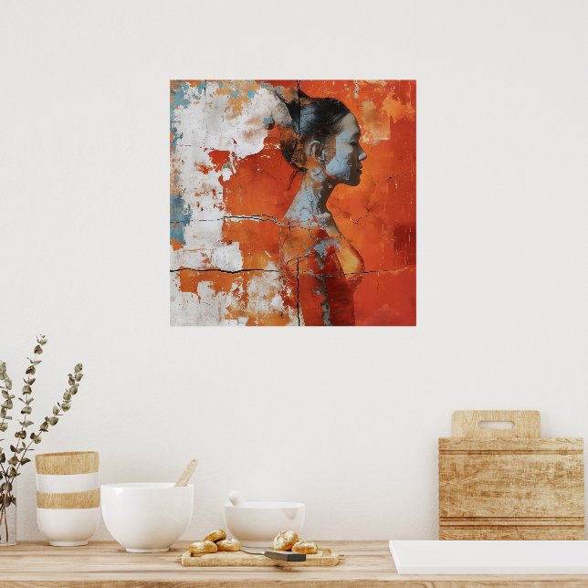 Póster Representación artística que muestra a una mujer e (Cocina)