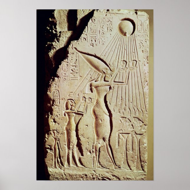 Póster Representación de Amenophis IV, Nefertiti y su hij (Frente)