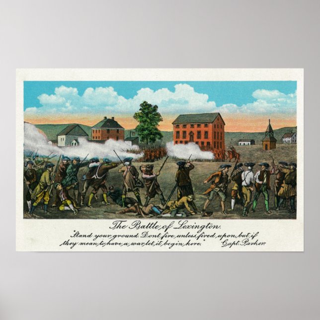 Póster Representación de la batalla de Lexington (Frente)