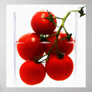Póster Representación de lienzo tomates en el vidrio de