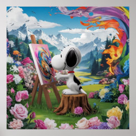 Póster Representación en 3D de una pintura de un artista 