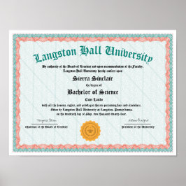 Póster Reproducción de Diploma de Universidad o Colegio c
