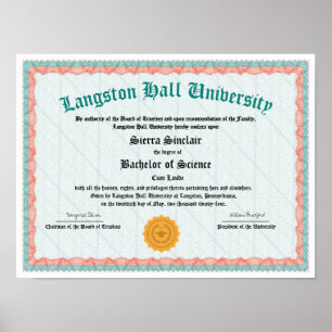 Póster Reproducción de Diploma de Universidad o Colegio c