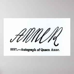Póster Reproducción de la firma de la reina Anne