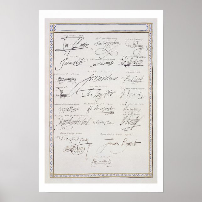 Póster Reproducción de las firmas de los tudores y sus (Frente)