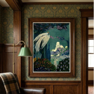 Póster Reproducción de paisaje de fantasía Art Deco Vinta