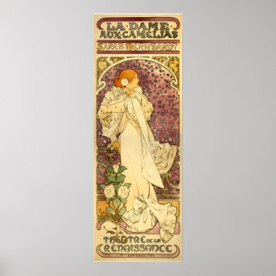 Póster Reproducción del poster de Mucha: Dama Camélias