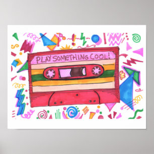 Póster Reproducir algo Guay Fun Music Mixtape Art