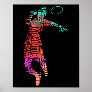 Póster Reproductor de Badminton colorido _ Raqueta del tr