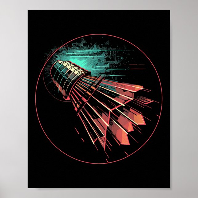 Póster Reproductor de lanzadera Badminton Steampunk (Frente)