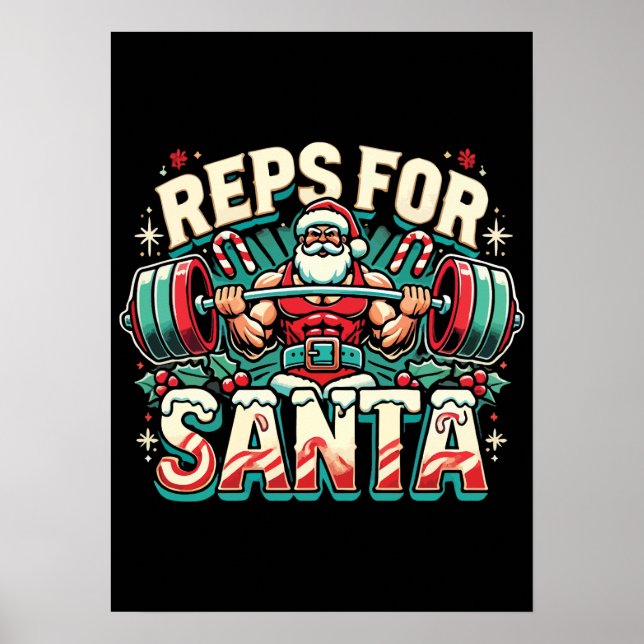 Póster Reps para Santa - Navidades divertidos Fitness (Frente)