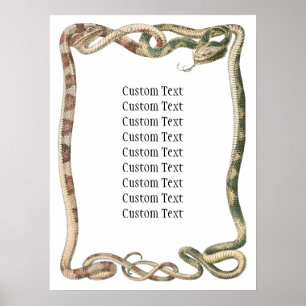 Póster Reptiles Antiguos, Serpientes o Víboras Entrelazad