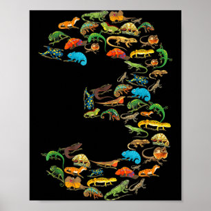 Póster reptiles lagartos cumpleaños 3 años