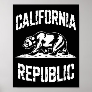 Póster República de California Estado Grizzly Retro Vinta