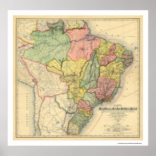 Póster República del mapa 1892 del Brasil