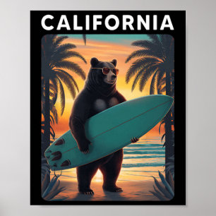 Póster República Fría de California Oso Surf Playa Califo