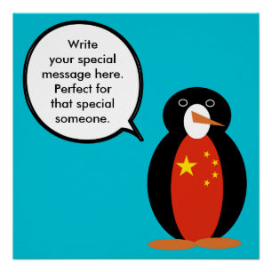 Póster República Popular China Sra. Pingüino Personalizad