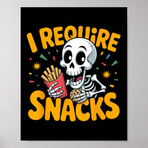 Póster Requerí Snacks Fun Halloween Skeleton Meme Fast