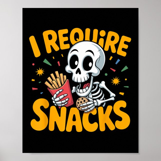 Póster Requerí Snacks Fun Halloween Skeleton Meme Fast (Frente)