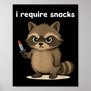 Póster Requerí Snacks Raccoon divertidos