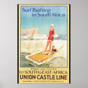 Póster Resaca que se baña en poster del viaje del vintage