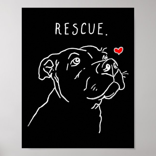 Póster Rescue Dog, Tbull Drawing, Rescue Mom, Adopt Don't (Frente)