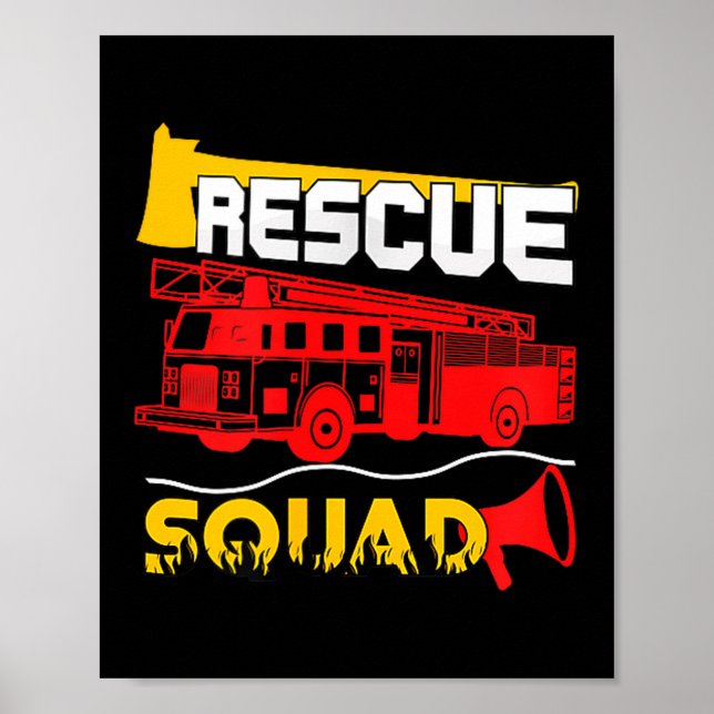 Póster Rescue Squad Lifesaver Fireman Gift Proud Firefigh (Frente)