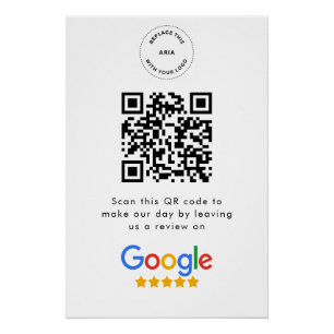Póster Reseñas de Google   Código QR del enlace de reseña