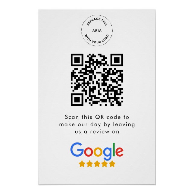 Póster Reseñas de Google | Código QR del enlace de reseña (Anverso)