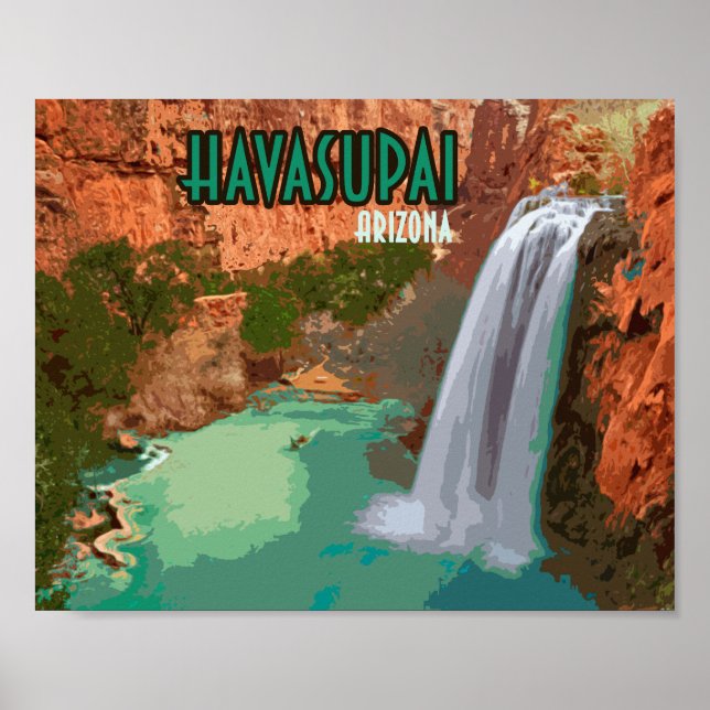 Póster Reserva india Havasupai, Cataratas de Mooney de Ar (Frente)