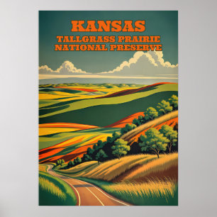 Póster Reserva nacional de Kansas Tallgrass Prairie V02