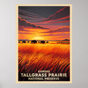 Póster Reserva nacional de Kansas Tallgrass Prairie V05