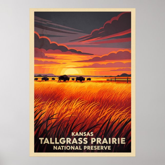 Póster Reserva nacional de Kansas Tallgrass Prairie V05 (Frente)