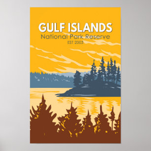 Póster Reserva Parque Nacional Islas del Golfo Canadá Vin